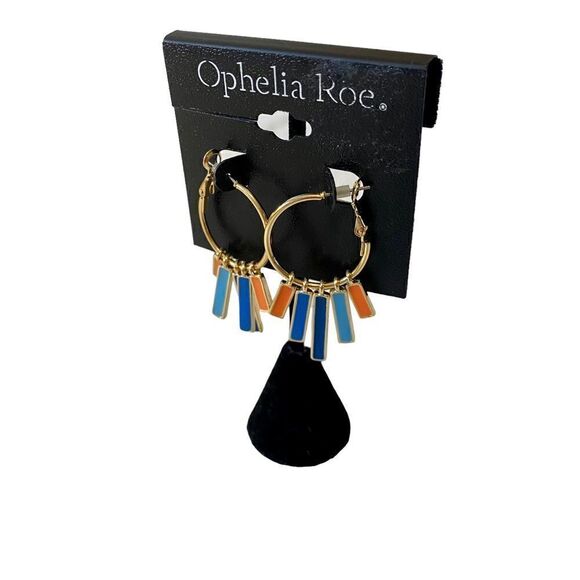 Ophelia Roe Gold Toned Multi-Colored Hoops w/ Metal Fringe. Very Cute. - Picture 3 of 6